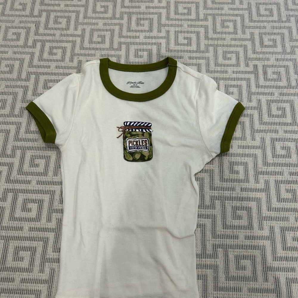 White and Green baby tee